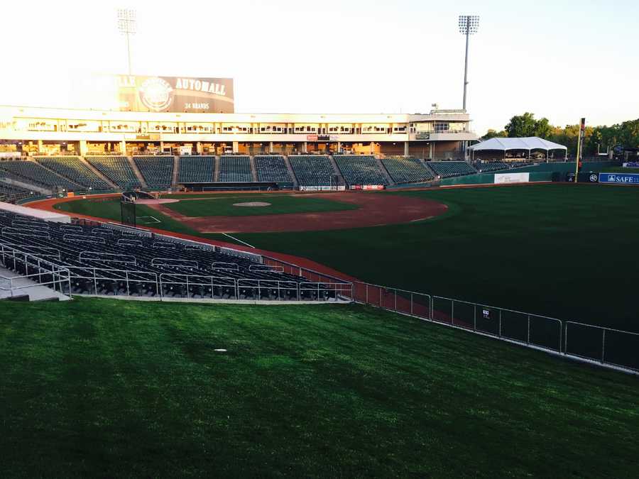 new grass raley field 5. New grass: After the Biggest Show on Snow blew through Raley Field over the winter, the ball-playing turf was a mess. The grounds crew ripped up the old rug and replaced it with brand-new, luscious green grass.