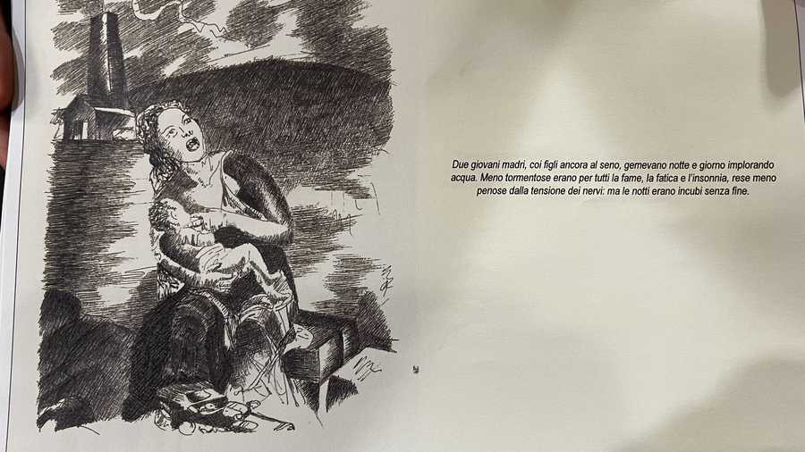 A terrified mother near the crematoria. A terrified mother near the crematoria.