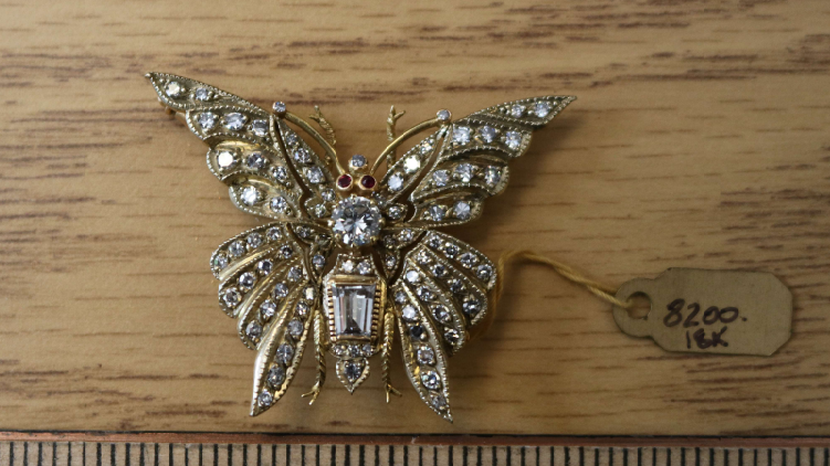 brooch jewelry thief coins